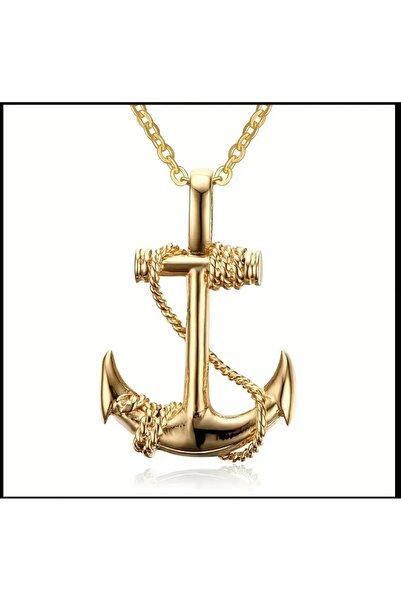 ORGANICYOU YIWUSHI 1 Adet Vintage Boy's Navy Anchor Hip Hop Titanyum Çelik Çapa Kolye