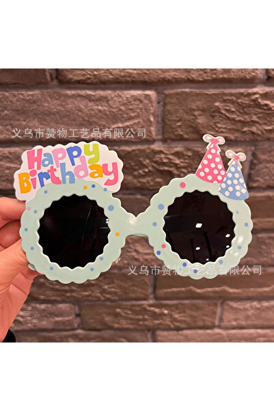 Flippy Birthday glasses + blue donut birthday hat - black film