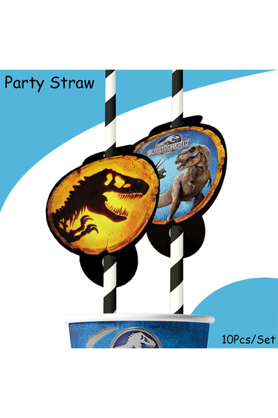 Choice Straw 10Pcs Jurassic World Dinosaur Theme Disposable Tableware Cup Pla...