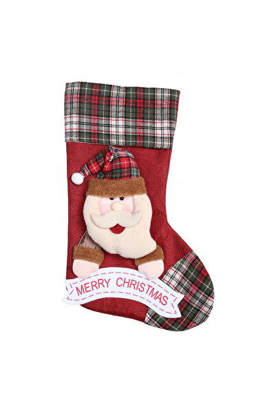 Toolsy Gift stocking, Flippy, with Santa Claus pattern, red, size 23x45 cm, textile, interior