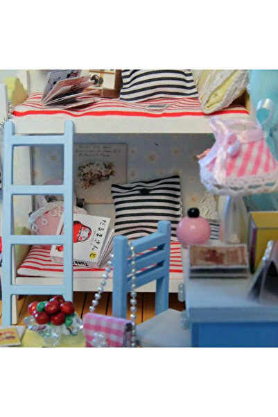 Toy DIY Miniature House Kit with Bunk Bed, Multicolored - Complete Set with Furniture and Accessories