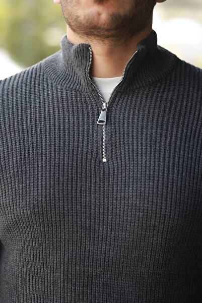 BY İMPALA MODA OVERSIZE SWEATER WITH SEMI ZIPPER