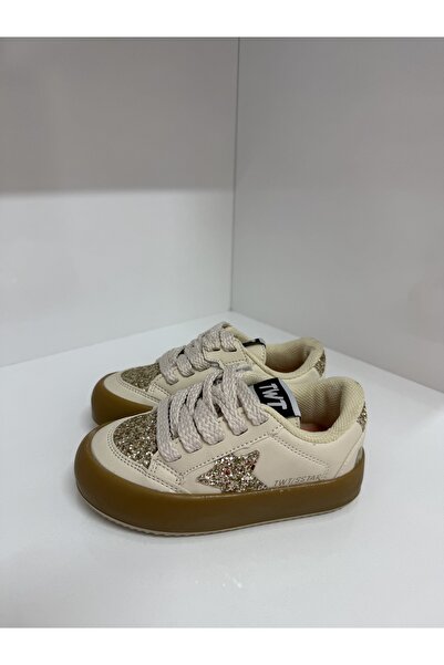 Tiwittoys Kız Çocuk Gold Detaylı Bağcıklı Cırtlı Günlük Spor Ayakkabı