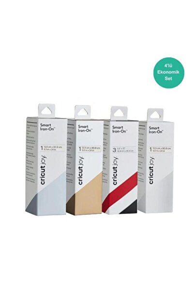 Cricut Joy Smart Iron-On Isı Transfer Vinil (HTV) 4’lü Set (Gümüş, Altın, Siyah&Kırmızı, Beyaz)