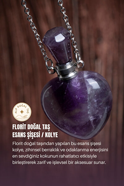 Alp Doğal Taş Sertifikalı Florit Doğal Taş Esans Şişesi / Kolye