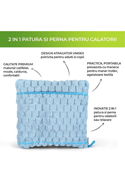 zioda smart essentials Pătură și pernă de călătorie 2 în 1,