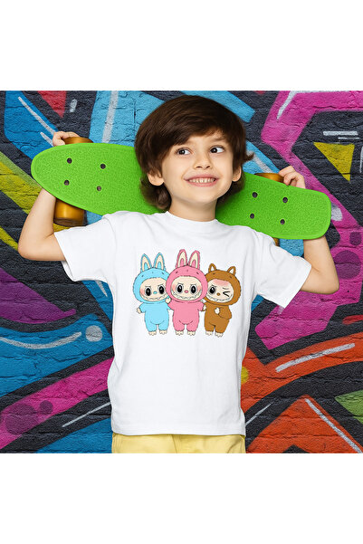 OEM Tricou copii unisex alb cu imprimeu Labubu, 100% bumbac, 780