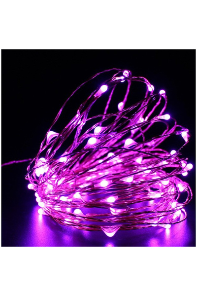 Flippy Instalatie de Craciun cu Baterii Fir Cupru Tip Sir 5 m 50 LED -uri Roz