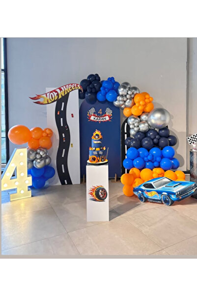 Çemrek Süs Parti Krom Gümüş Mavi Turuncu Lacivert Balon Zinciri seti 100 lü