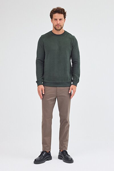 İmza Haki Uzun Kol Bisiklet Yaka Düz Pamuklu Comfort Fit Sweatshirt 1013255150