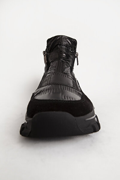 MARCOMEN Men's Parachute Fabric Boots Real Suede Leather Mc 16218 Black