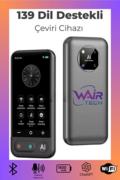 Genel Markalar Ai Destekli 139 Dil Çeviri Cihazı – 0.5 Saniyede Anında Çeviri, Fotoğraf & Sesli Çeviri, ChatGPT