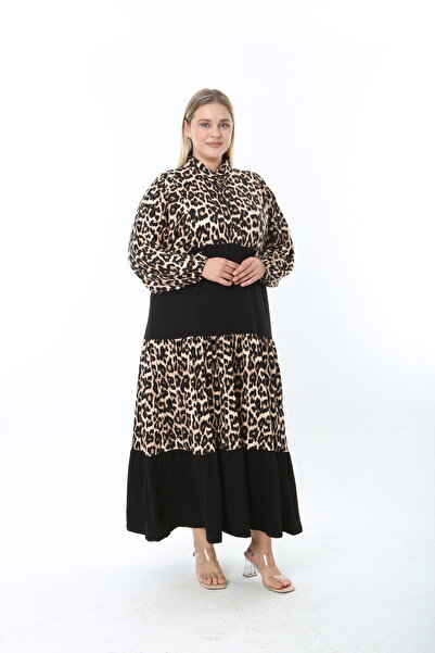 XL Modam Women's Leopard Print Lycra Plus Size Dress