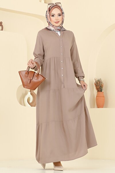 ModaMerve Önü Yarım Düğmeli Elbise 5010ERK1158-MS Vizyon