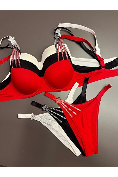 mikam New Season Stone-Embellished Yidiz Detail-Embellished Stylishly Designed Bra Set That Will Make a Statement in the Season