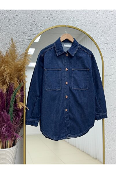 BENAHOLL قميص لافينا ذهبي بأزرار كبيرة الحجم-XE6080 لون جينز