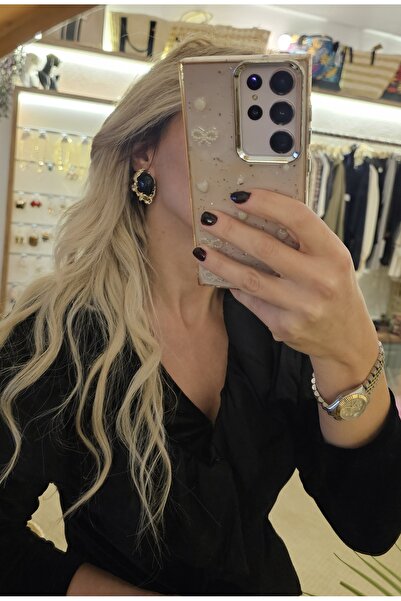 Hilals Butik Vintage Model Gold Detaylı Küpe