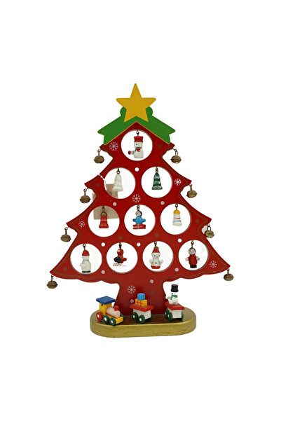 Toolsy Decorațiune de Crăciun, Brad, Roșu, 10 cavități cu ornamente, 20,5 cm ...