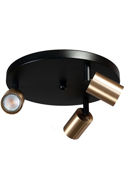 Rsylight Retro Metal Modern 180 Derece Hareketli 3 Lü Yuvarlak Siyah Eskitme Kaplama Led Spot Avize
