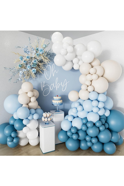 Çemrek Süs Parti مجموعة سلسلة بالونات ديب أوشن ستورم باللون الأزرق والبيج وال...