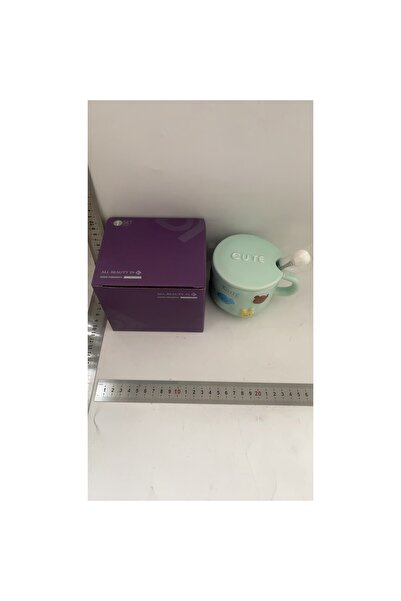 Flippy Ceramic Mug, Flippy, Porcelain, Animal Figurines Print, Mug with Spoon and Lid, 400ml Blue