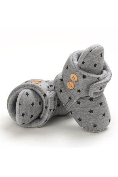 Superbaby Gray ankle boots with black stars and buttons