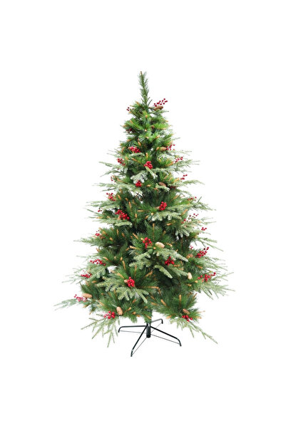 Flippy Brad artificial de Craciun Bogat Premium, decorat cu conuri pin rosii,...