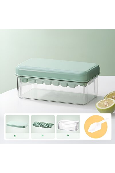 Flippy Ice Box Set Flippy, Home Use, 1 Ice Tray with Airtight Lid and Scoop, 23.5x13.3x10 cm, Green