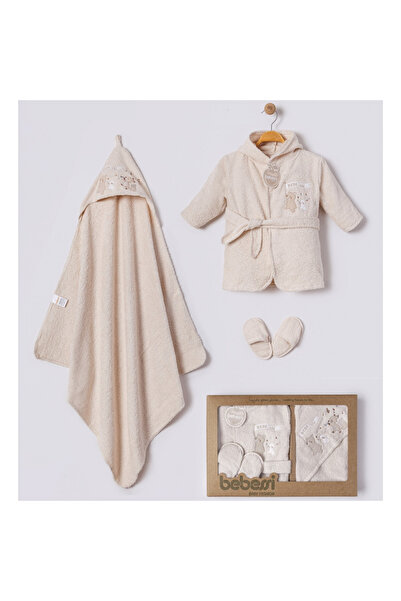 MİLAYS LİFE HOME COLLECTİON 0-12 Months Baby Boys to Play Embroidered Bathrobe Set 100% Cotton