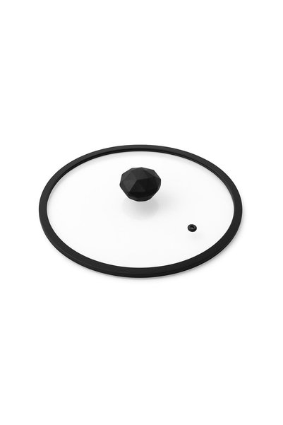 SLKNMTFK 20 cm Flat Silicone Framed Glass Cover Black