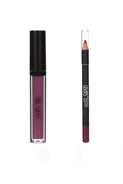 Ushas Cosmetics Матов гланц за устни и класически очна линия за устни тъмно л...