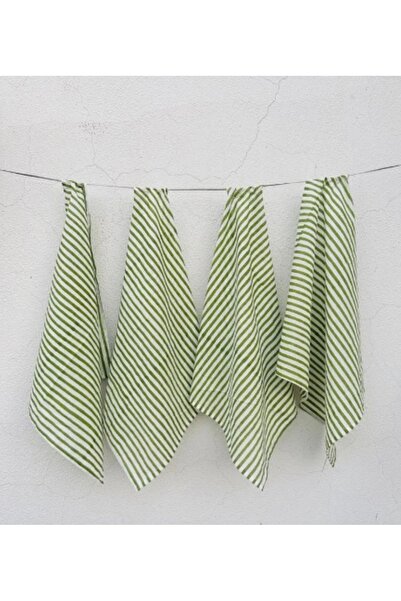 HOME ART ATELIER hand made Washable Green Striped 4-Piece School Lunch Cover