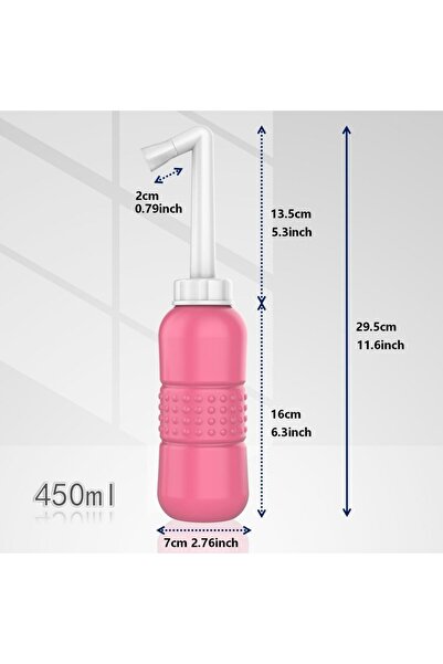 Flippy Bideu portabil pentru igienă intimă, 450 ml, cu capac și inoxidabil galben, 29,5x7 cm, roz