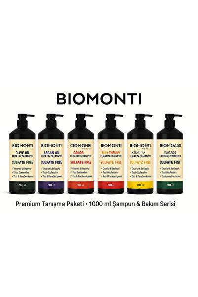 BİOMONTİ مجموعة شامبو وبلسم الكيراتين مكونة من 6 قطع
