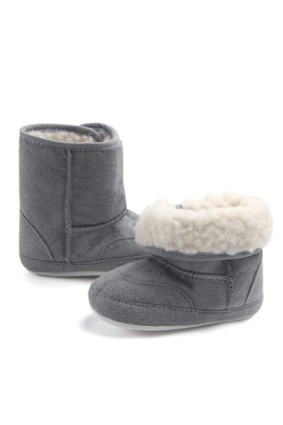 Bebelul Gray fur booties for babies