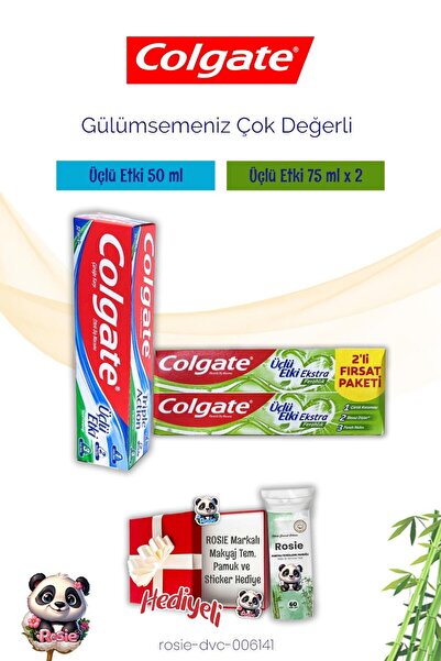 Colgate مجموعة معجون أسنان كولجيت ثلاثية المفعول وروزي باموك