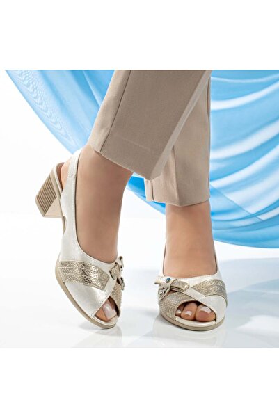 Modlet.ro Sandale argintii cu toc și bareta pentru femei MOD13337