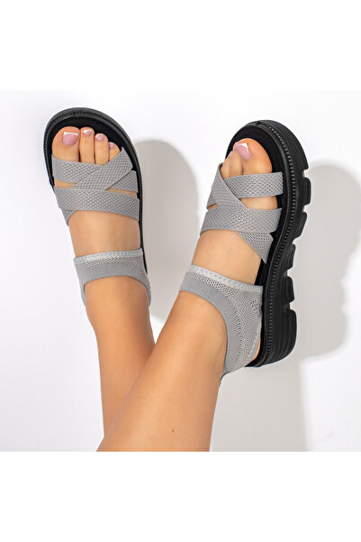 BMoD Gray women's sandals with thick sole and elastic strap MOD11369