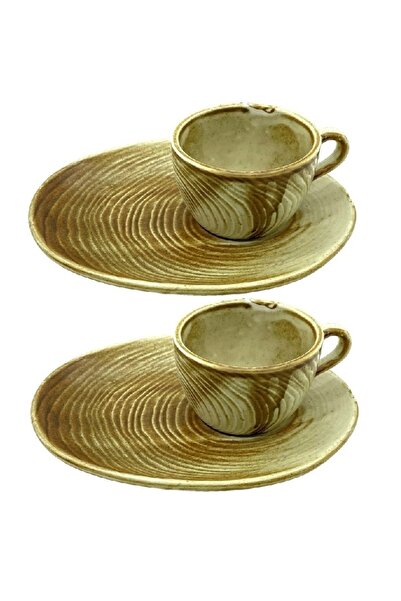 Culinaro Set 2 cesti cu farfurioare ondulate Sahara pentru cafea 200ml din po...