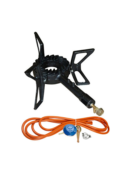 MXM Arzător GPL rotund, arzător din fontă, model de elicopter + Kit GPL reglabil RH-10 + Tub flexibil 2M + 2 C