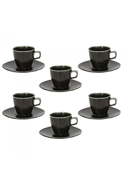 Culinaro Σετ τσαγιού 12 τεμάχια πορσελάνινα ποτήρια Antique Black 220ml με πι...