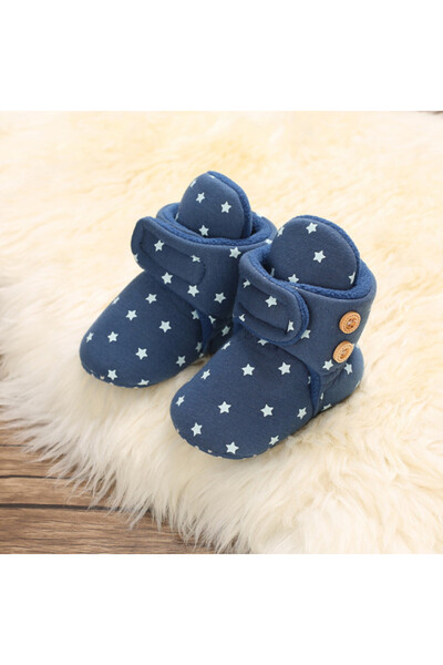 Superbaby Blue boots with white stars and buttons