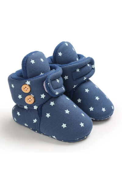 Superbaby Blue boots with white stars and buttons