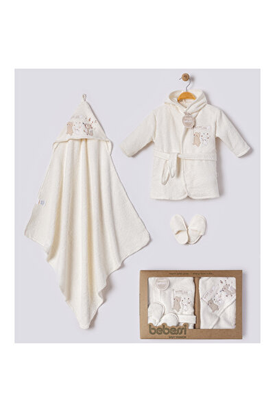 MİLAYS LİFE HOME COLLECTİON 0-12 Months Baby Boys to Play Embroidered Bathrobe Set 100% Cotton