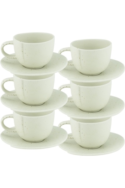 Culinaro Set 6 cesti 90ml cu farfurie cafea din portelan Hazel