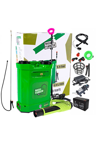 Golden Fish Pompa de stropit cu acumulator Micul Fermier 16 L, 12 V, 2.3 MPA + Atomizor portabil 80 W + Lance ex