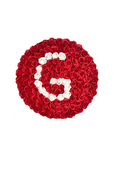 velve Aranjament floral personalizat cu litera, cutie rotunda neagra cu 125 t...