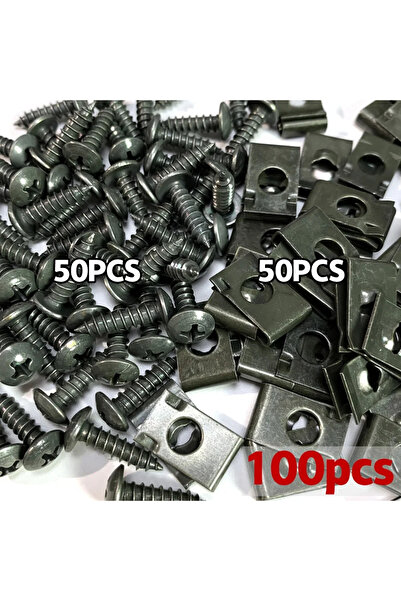 Choice1 100 قطعة مشبك تثبيت السيارة بالجملة على شكل حرف U مشبك برغي معدني أدا...