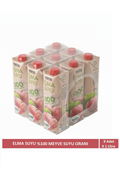 Harras %100 Elma Suyu 9 x 1 Litre | Katkısız Gerçek Meyve Suyu | Alerjen İçermez