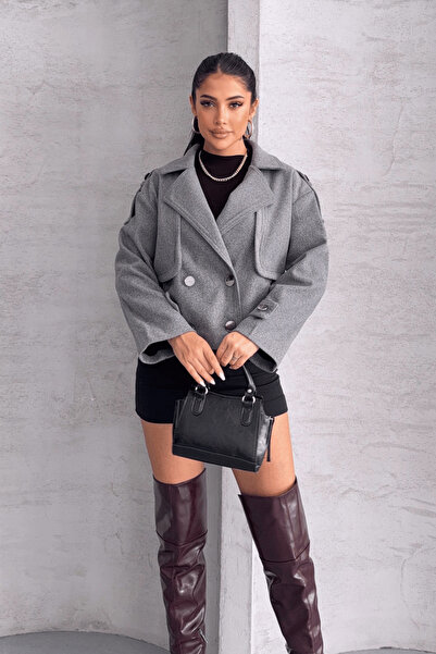 BEYBOS Palton bomber din material textil - GREY